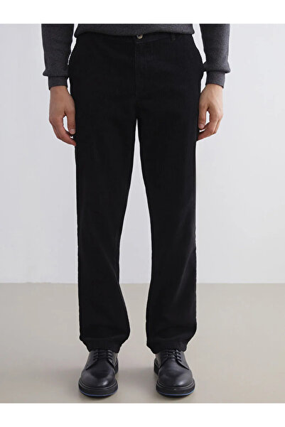 LC Waikiki LCWAIKIKI Classic Siyah Bol Kalıp Kadife Erkek Pantolon