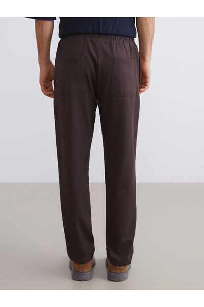 LC Waikiki Pantaloni pentru bărbați din gabardină cu talie elastică maro XSIDE