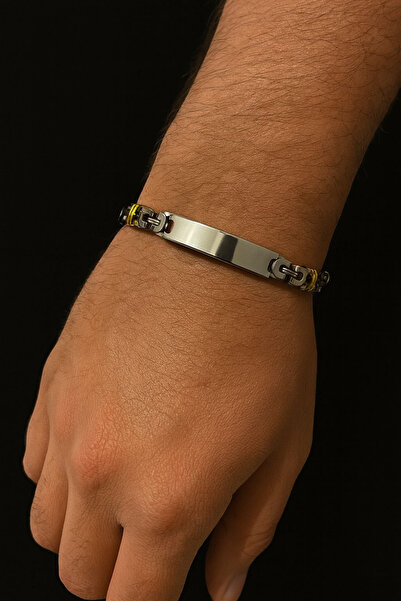 Jaida Moda Interlocking Silver and Gold Detailed Chain Model Stainless Steel Bracelet – 20 cm