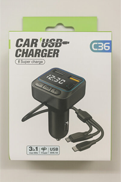 Tim Auto Modulator C36 3 in 1 - FM, Bluetooth Hands-Free, and Quick USB Charging, 40W