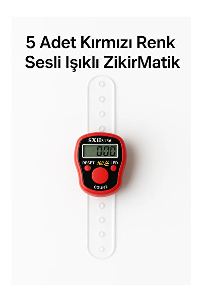 LookBuyTake 5 Pieces Red Color Digital Zikirmatik with Sound and Light – Ring...