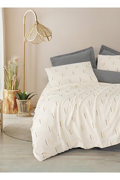 ŞENER HOME Set de lenjerie de pat dublu Cottonbox Loopra Lura Gri