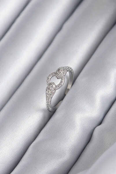 Clariss خاتم نسائي نحاسي فضي اللون مرصع بحجر الزركون على شكل ثعبان