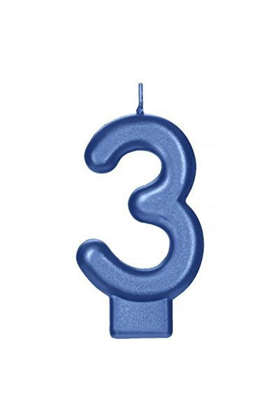 ANTBRO Lumânare de ziua de naștere Antbro® albastru metalic numărul 3, 3x5,5 cm