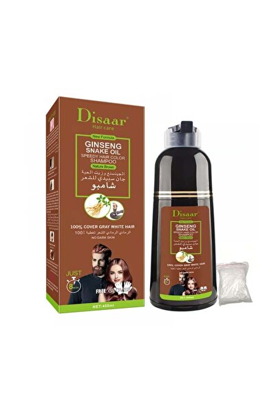 Disaar شامبو الجينسنغ وزيت الحية لصبغ الشعر باللون البني الطبيعي 400 مل