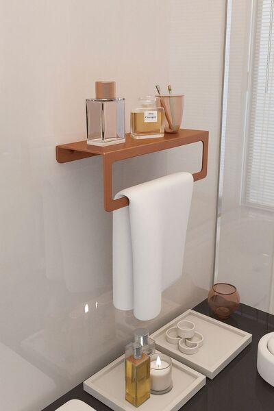 VENON BAKIR MAT Metal Raf Havlu Tutacağı Havlu Askısı Mutfak Banyo Raflı Havl...