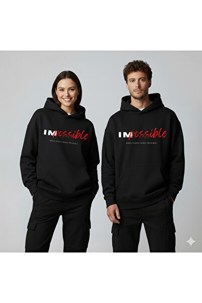 LORVEX Impossible Print Oversize Unisex Cotton Swea tricou