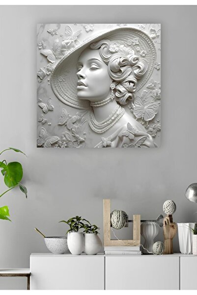 Blok Tablo Blok Design Kabartma Görünümlü Kadın Kanvas Duvar Tablosu