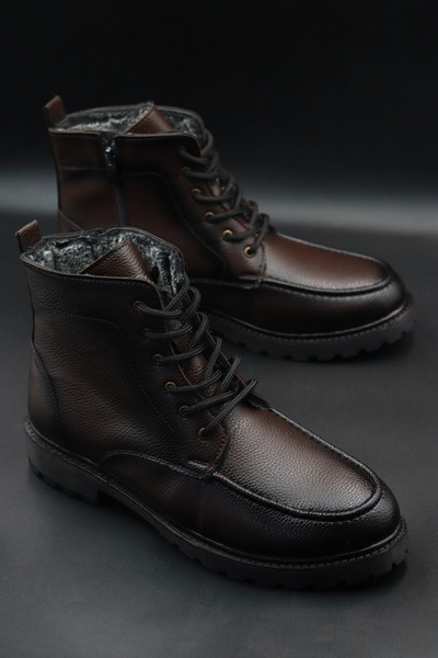 MY GROSS SHOES Erkek Günlük Kürklü Su&Soğuha Dayanıklı Kaymaz Kauçuk Taban Garantili Kışlık Bot