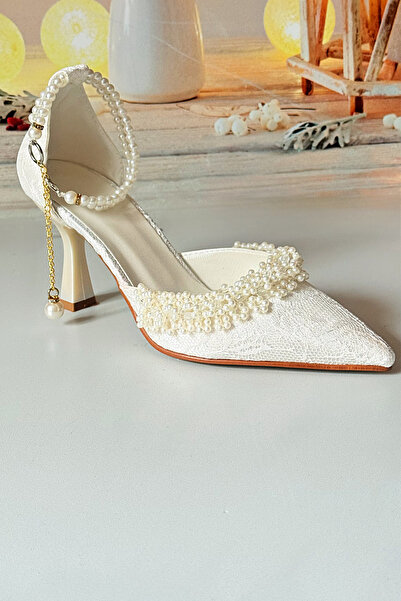 Modavien Kadın 7 cm incili gelin ayakkabısı ( TAM KALIPTIR)