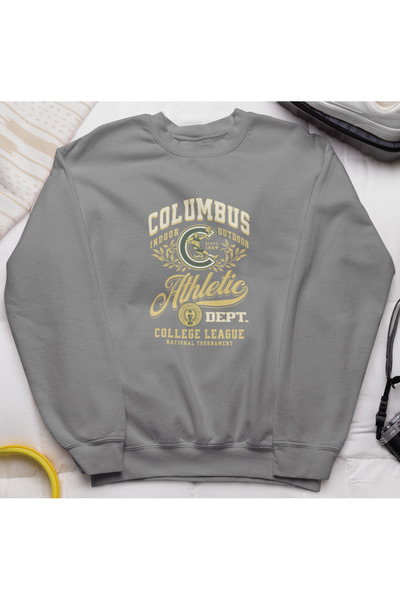 MAGORS سترة رياضية من القطن المطبوع بأكمام طويلة وياقة دائرية من كولومبوس أثل...