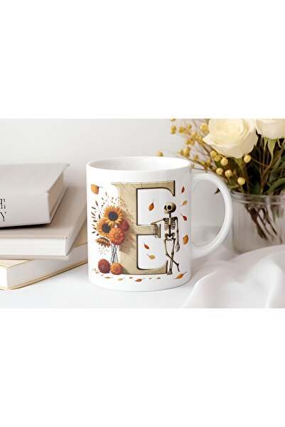 Beramussa كوب على شكل حرف E مع رمز تعبيري على شكل قلب مربع وردي - كوب قهوة وش...