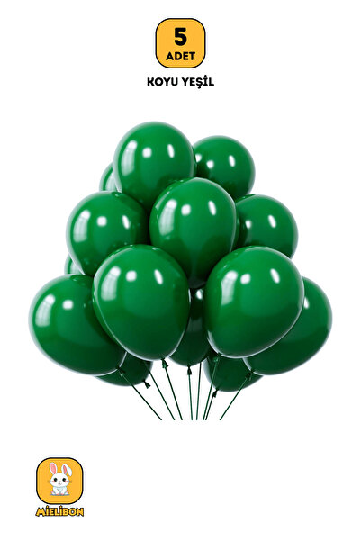 Mielibon 5 ADET Koyu Yeşil Balon - Pastel Renk