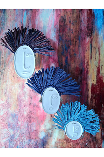 Momiko زخرفة جدارية من الخرسانة الملونة ثلاثية الأبعاد، رافيا طبيعية ملونة، ق...