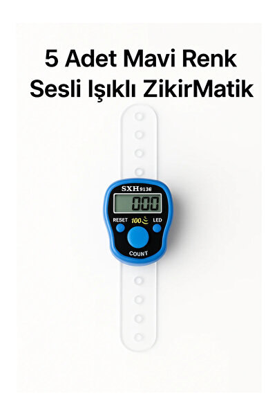 LookBuyTake 5 قطع من أجهزة التسبيح الرقمية باللون الأزرق مع الصوت والضوء - عد...