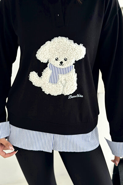 Noa Noa Women's Embroidered Plush Teddy Bear Sweatshirt – Fun & Urban Style