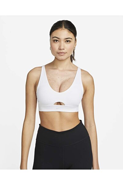 Nike Dri-Fit Indy Plunge Cutout Bra Beyaz Kadın Sporcu Sütyeni