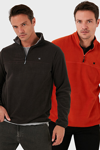 Buratti Slim Fit Anti-Pilling Non-Pilling Bato Collar Raised 2-Pack Fleece Men's Polar 5906