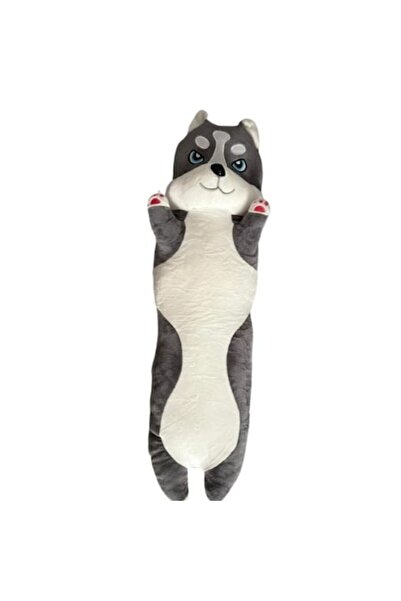 OEM Long Plush Dog Pillow, Cotton/Polyester, 75 cm, White-Grey