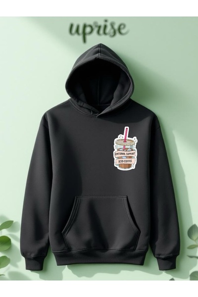 Vordevia Hanorac Iced Coffee cu imprimeu Cotton 3 Thread O supradimensionat