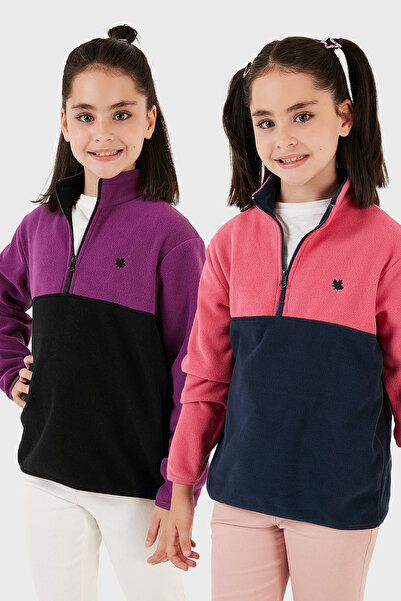Lela Soft Textured Half Zip Color Block Stand Collar 2-Pack Fleece Children's Polar 5905004S2