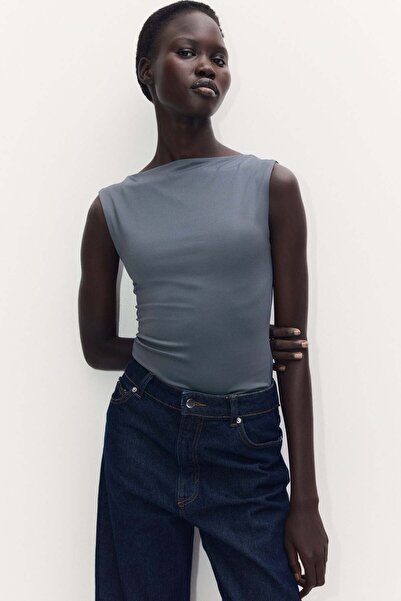 H&M Boat-neck microfibre top