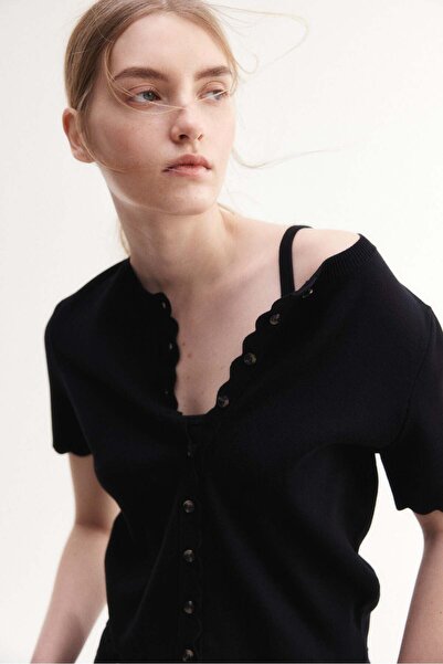 H&M Scalloped fine-knit cardigan