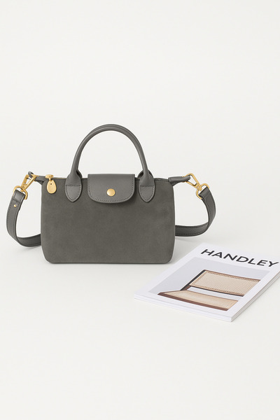 Handley ليليانا – حقيبة يد وكتف من الجلد السويدي مع تفاصيل جلدية