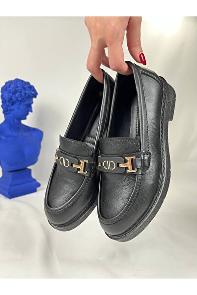 BESKAR Kb 802 Kuback Charcoal Skin Casual Women's Flat Shoes