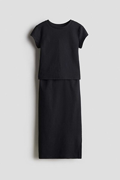 H&M 2-piece ribbed top and skirt set
