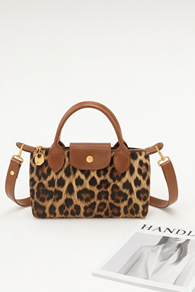 Handley ليليانا – حقيبة يد وكتف جلدية بتفاصيل جلد الفهد