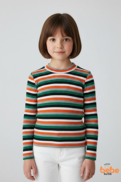 Trend Bebe Butik Body pentru fete cu mânecă lungă, cu dungi colorate și model...