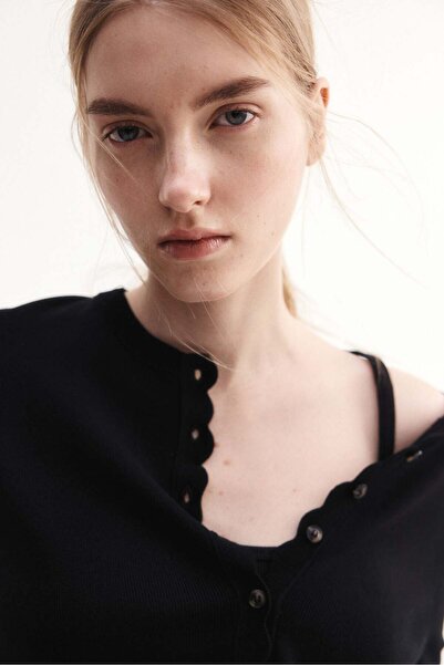 H&M Scalloped fine-knit cardigan