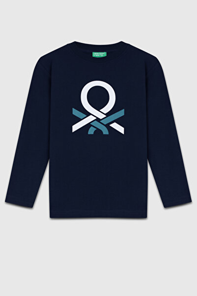 United Colors of Benetton Logolu Pamuklu Regular Fit Uzun Kollu T Shirt Erkek...