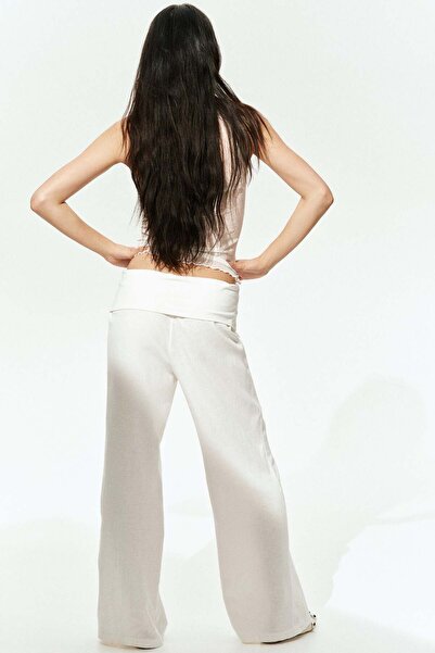 H&M Foldover-waist linen-blend trousers