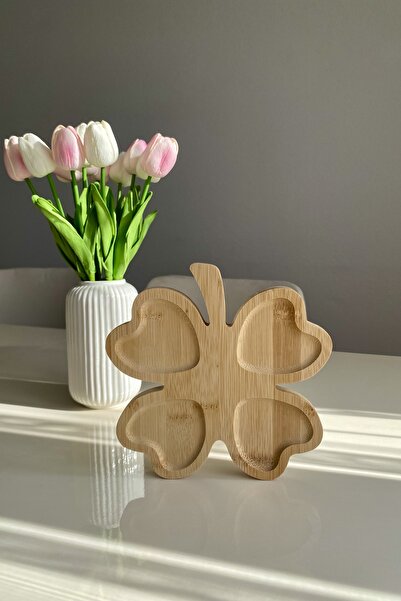 BABALE 4-Leaf Clover Shaped Bamboo Serving Tray