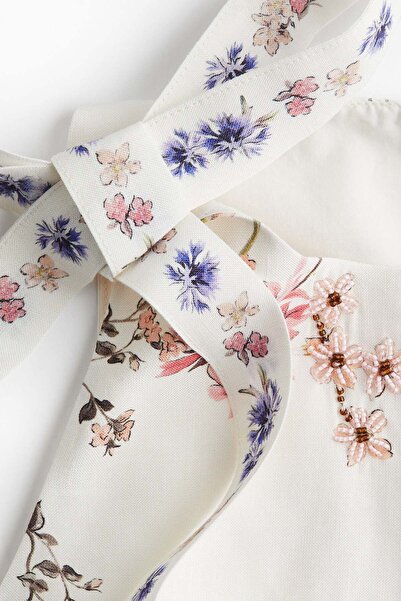 H&M Tie-strap linen-blend top