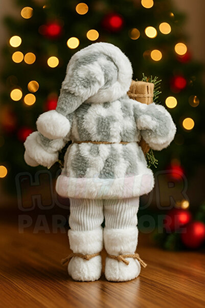 Huzur Party Store 30 см Біла фігурка Діда Мороза Мішок і ялинова гілка Деталь Новорічна ялинка Новорічні прикраси Подарункові прикраси