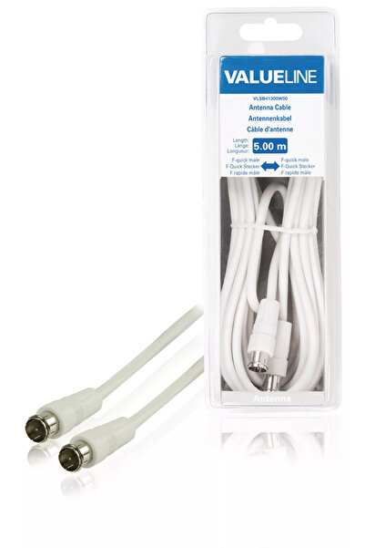 OEM Cablu antena F tata fara filetare - F tata fara filetare alb 5m VALUELINE
