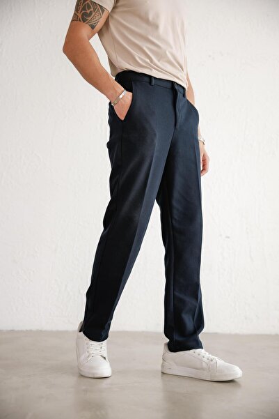 BRACCAS Men's Relaxed Fit Navy Blue Trousers