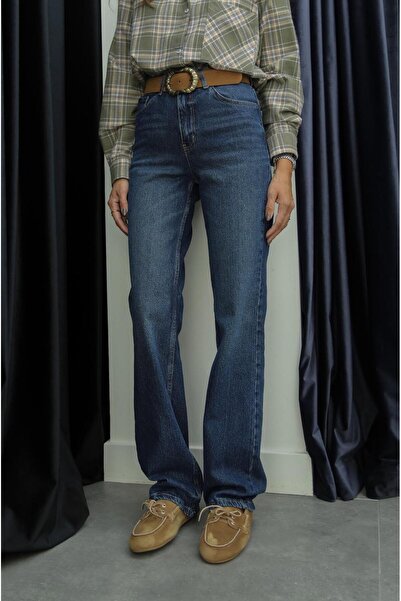 Havoş Dark Blue Straight Fit Vintage Jeans