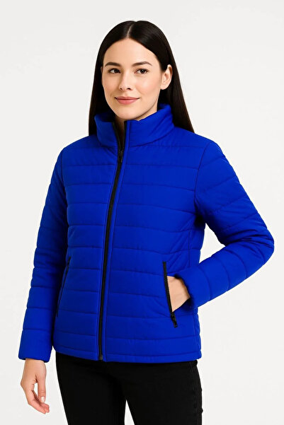 mzpkartan Women's Bomber Coat Jacket – Water Repellent Fabric, Quilted Lining, Zipper Closure, Winter – Saks Blue