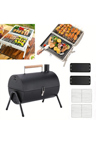 JML Gratar Portabil 38x25x38cm cu Doua Fete din Metal, cu Maner din Lemn cu A...