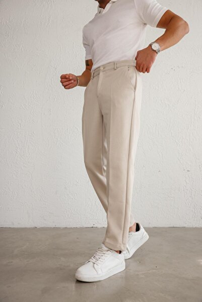BRACCAS Men's Relaxed Fit Beige Trousers