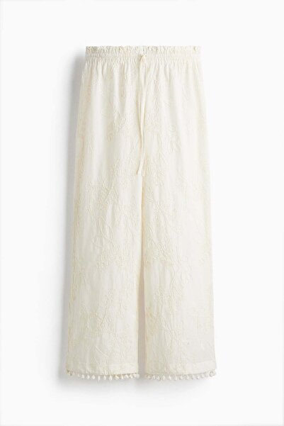 H&M Embroidered drawstring trousers