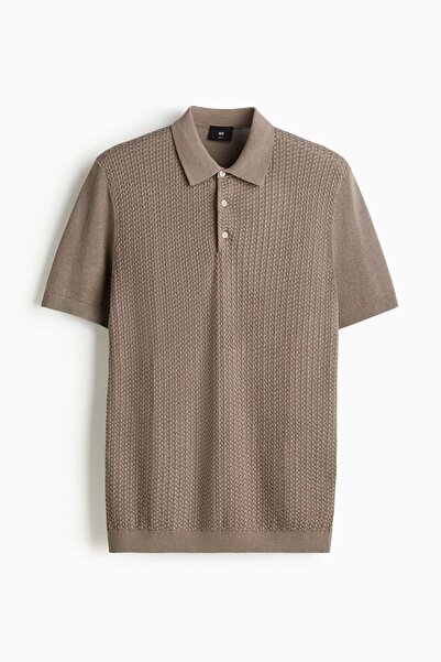 H&M Slim Fit Cable-knit polo shirt