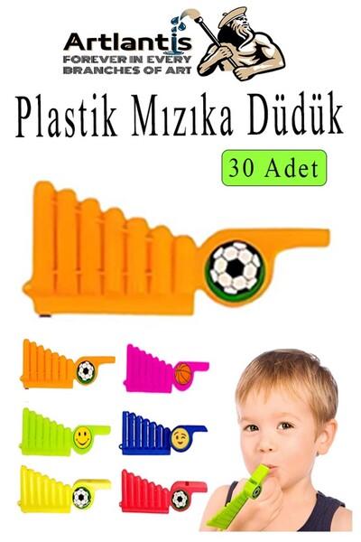 Artlantis Mızıka Düdük 30 Adet Plastik Mızıka Plastik Düdük Nostalji Mızıka O...