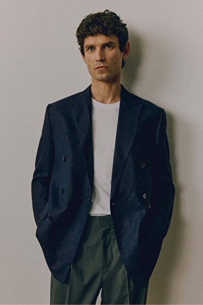 H&M Relaxed Fit Double-breasted linen-blend jacket