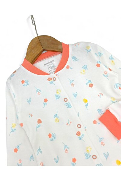Ege Bebek Baby Girl Flowers Printed Seasonal 100% Cotton Snap-On Nightgown Pajama Set L 6-24 Months