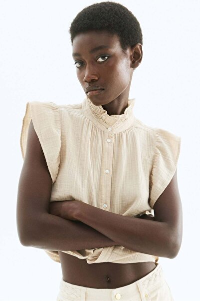 H&M Flutter-sleeved muslin blouse